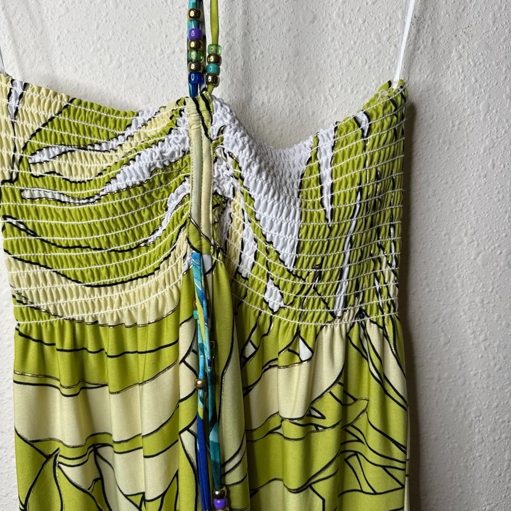 Cache White and Green smocked maxi Dress, medium - Picture 7 of 10